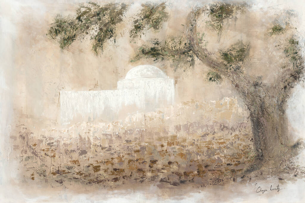 Painting of Kever Rachel capturing timeless devotion with soft tones and a serene atmosphere.