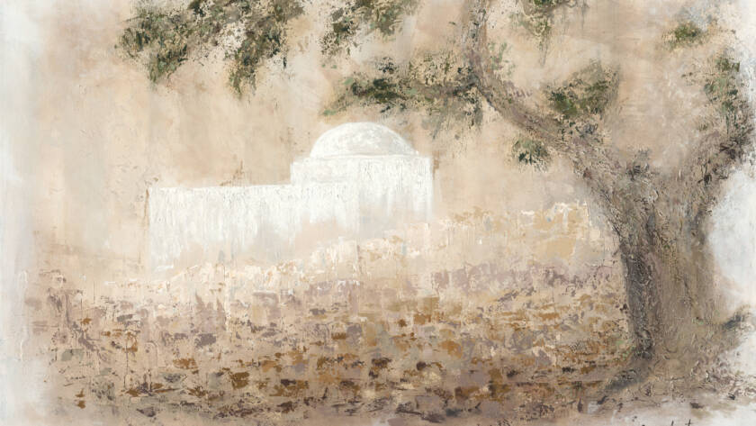 Painting of Kever Rachel capturing timeless devotion with soft tones and a serene atmosphere.