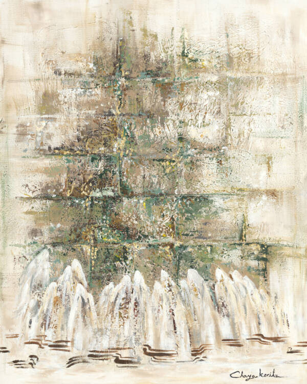 Painting of Hasidic men wrapped in tallit at the Kotel, blending traditional prayer with a modern, stylish aesthetic.