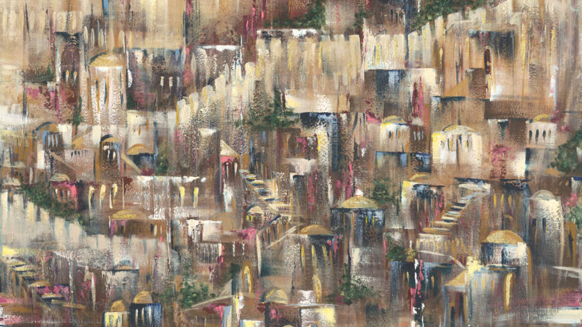 Abstract emotional expression in a contemporary Judaic painting by Chaya Koritz